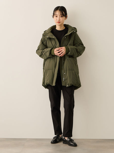 ストレッチフードピュアダウンミドルコート