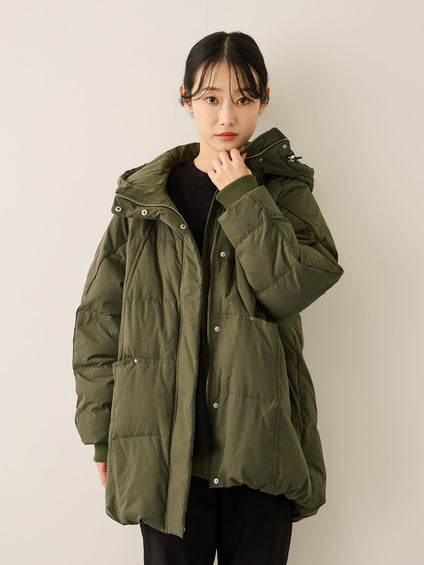 ストレッチフードピュアダウンミドルコート