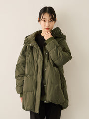 ストレッチフードピュアダウンミドルコート