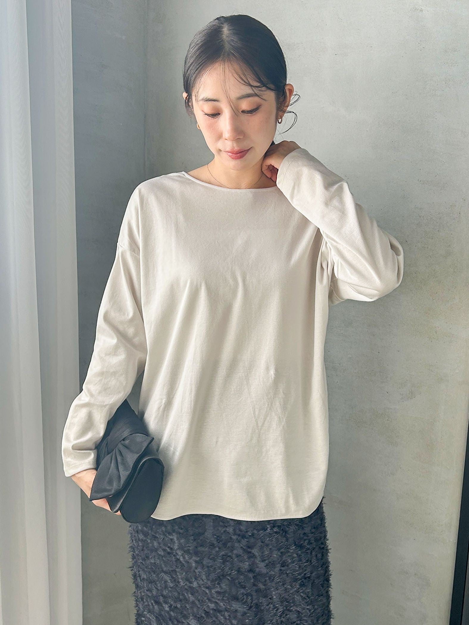 【WEB限定】汗じみ防止スムースロングTシャツ ≪洗える／接触冷感≫