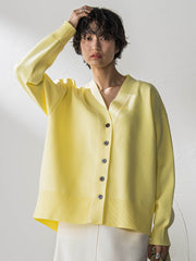 スポンディッシュVネックニットカーディガン≪洗濯機で洗える≫