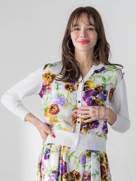 【KEITA KAWASAKI × Viaggio Bluコラボ】パンジープリントカーディガン