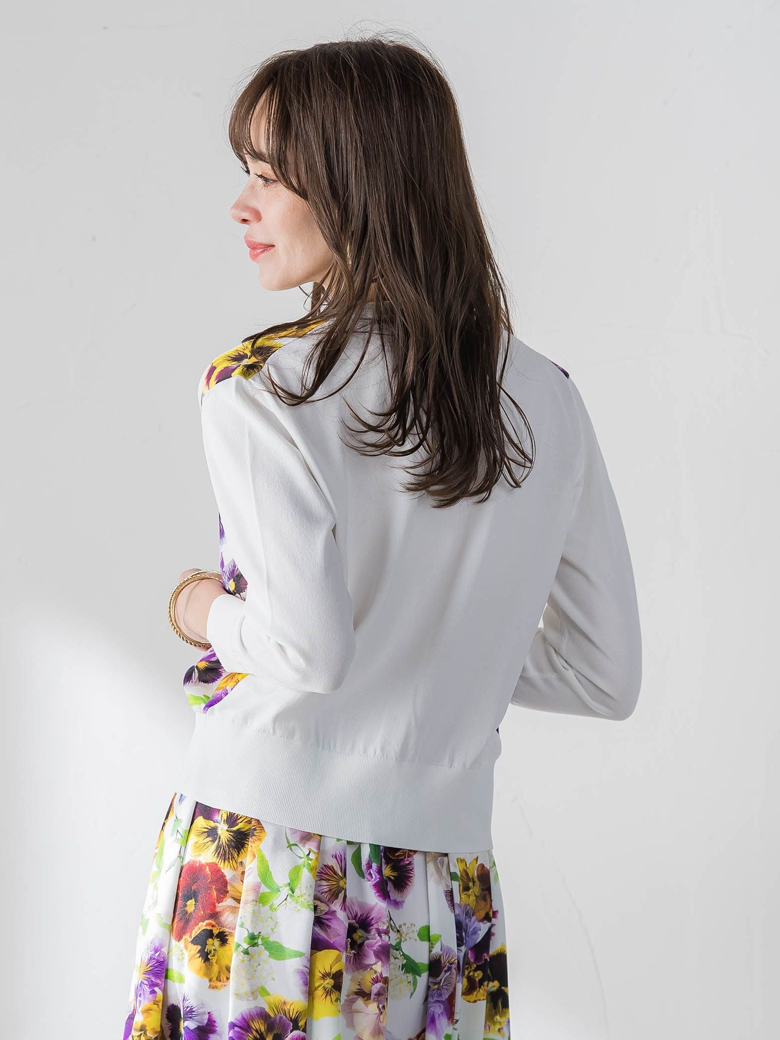 【KEITA KAWASAKI × Viaggio Bluコラボ】パンジープリントカーディガン