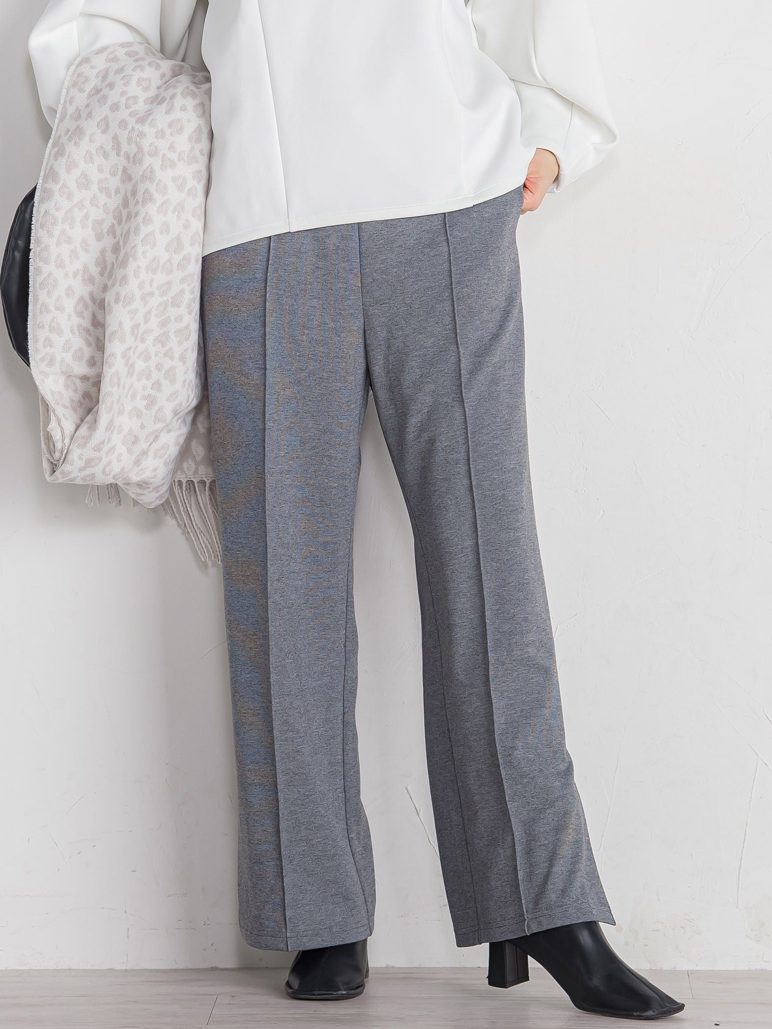 ポンチサイドスリットワイドパンツ≪セットアップ対応/手洗い可能≫