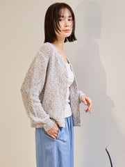 ミックスコイルクルーネックカーディガン