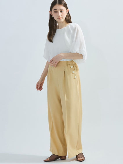 【接触冷感】シフォンスリーブブラウス≪洗濯機で洗える≫