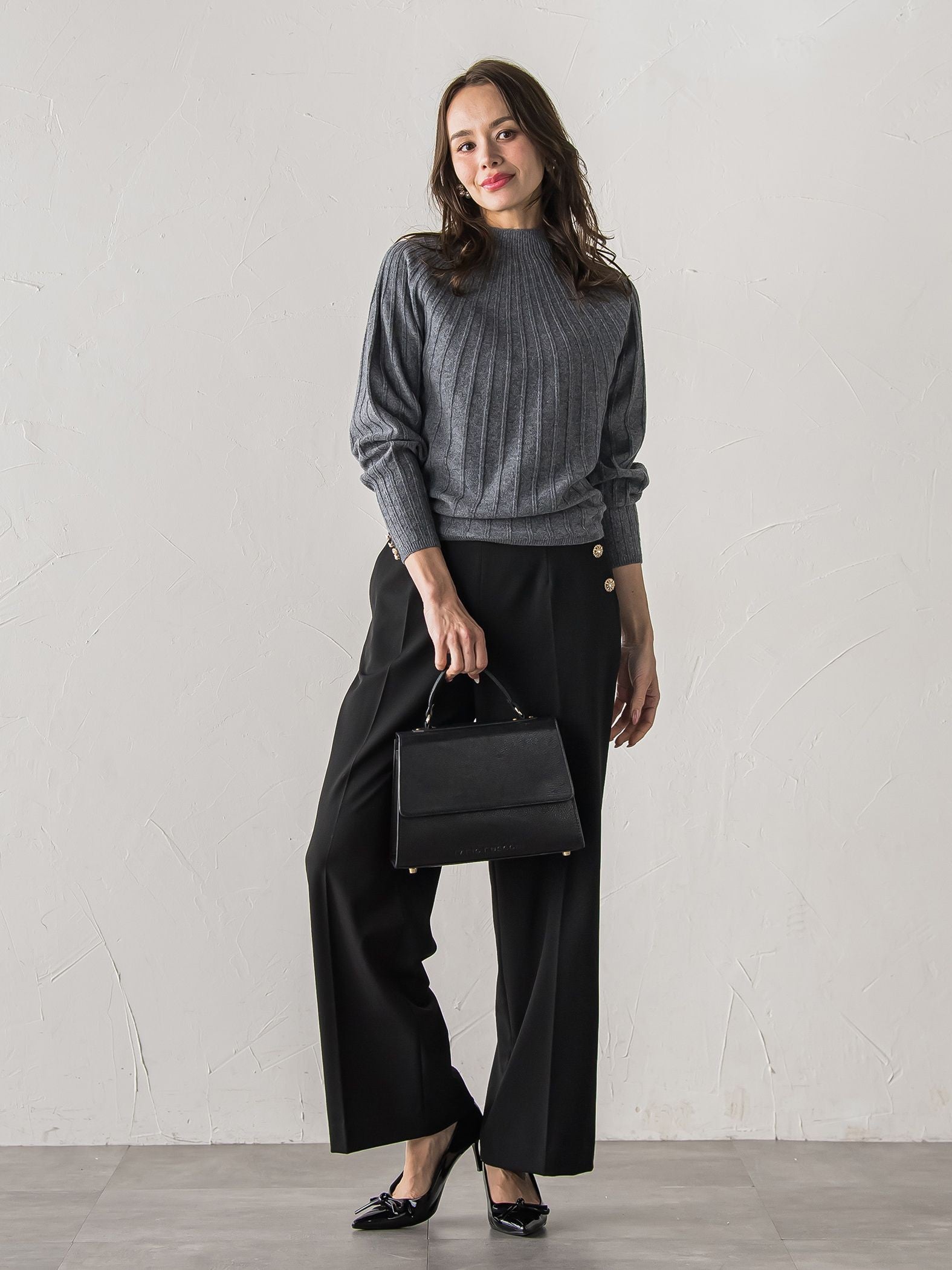 【新色追加】キラキラボタンワイドパンツ≪手洗い可能≫