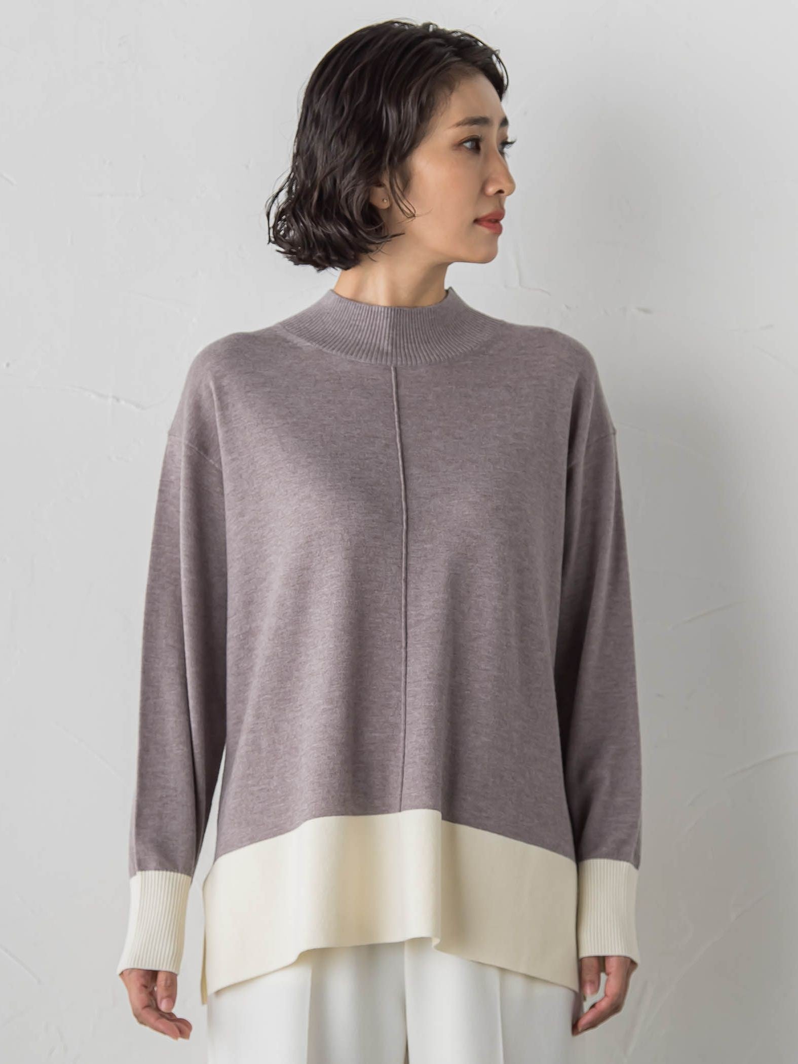 ファインウールハイネックニット