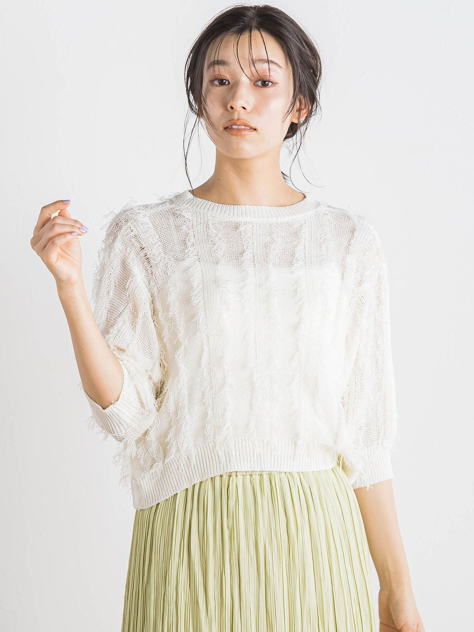 フリンジニットプルオーバー≪手洗い可能≫