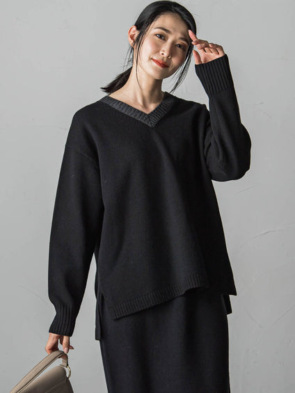 【WEB限定】≪洗えるニット/Lサイズあり≫ふわさらVネックニット