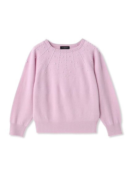 パール刺繍ニットプルオーバー