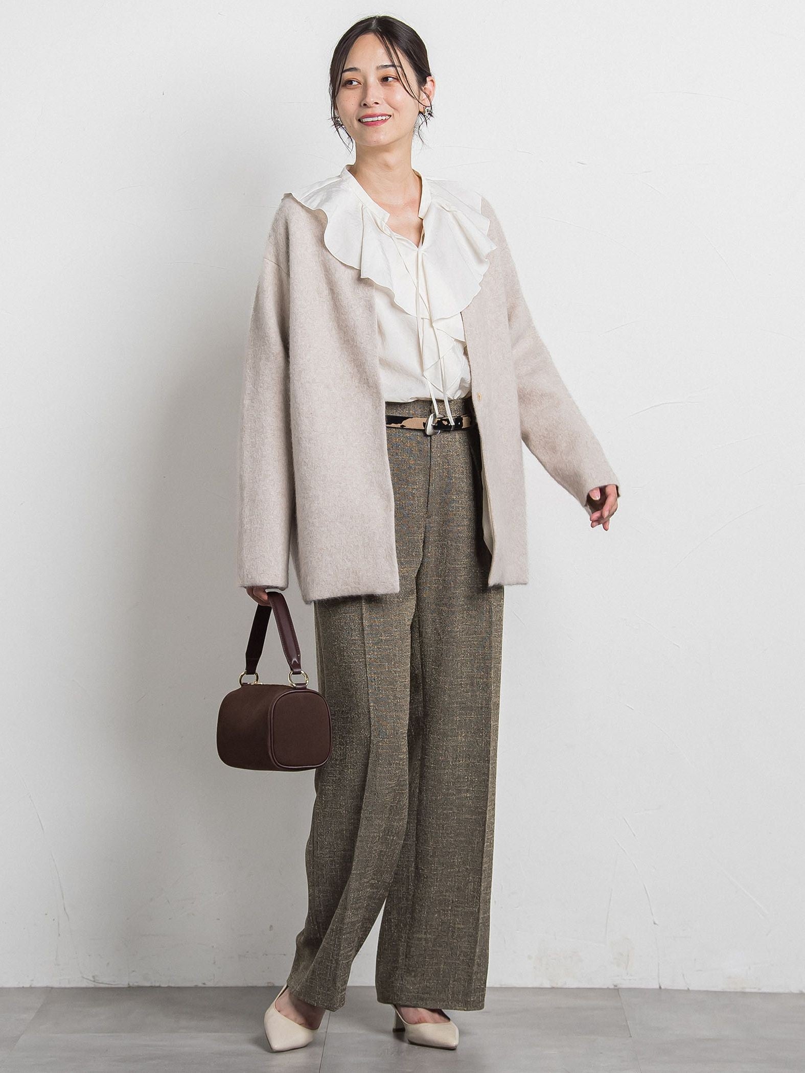 フォックス混ニットジャケット