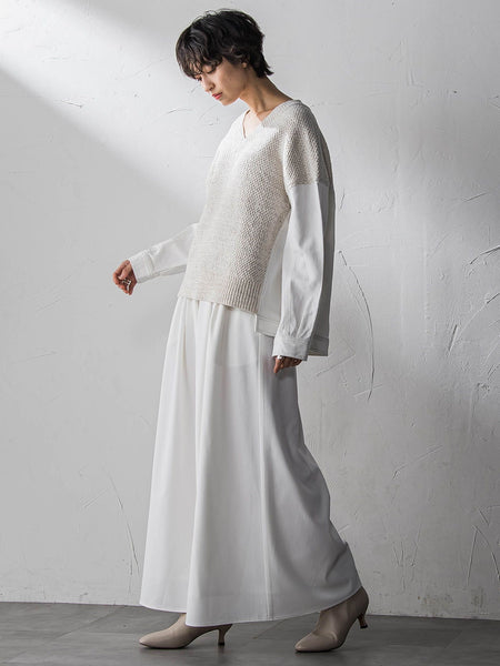 シャンブレーイージーキュロットパンツ≪手洗い可能≫