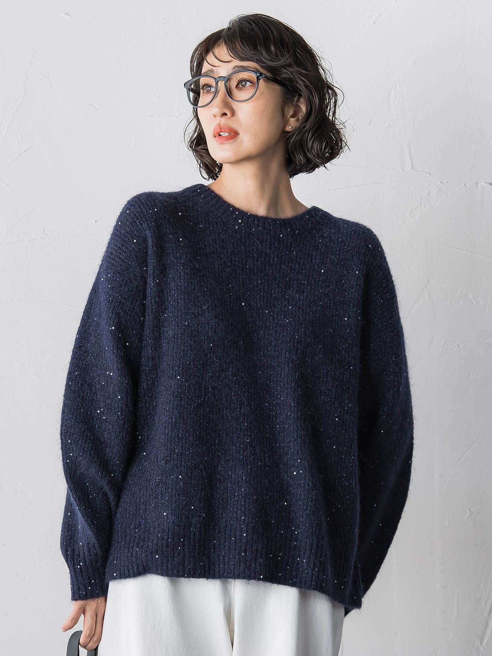 モヘヤスパンコールニット