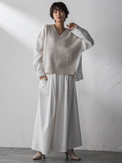 シャンブレーイージーキュロットパンツ≪手洗い可能≫