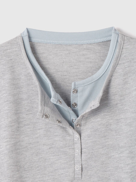 ヘンリーネックレイヤードTシャツ