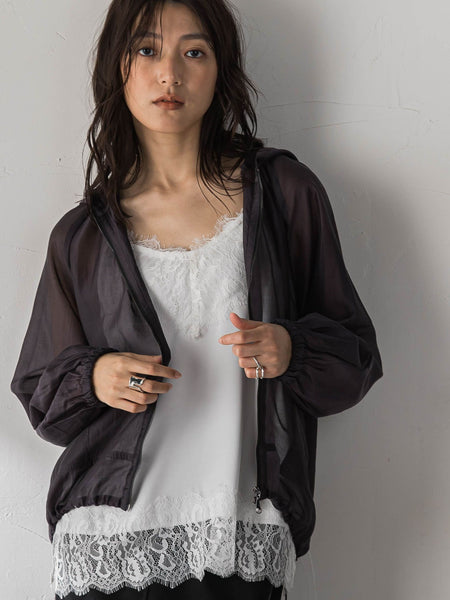 オーガンジーフーディブルゾン