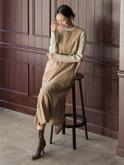 裏起毛サキソニーワンピース≪手洗い可能≫