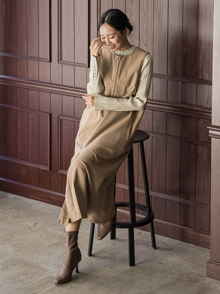 裏起毛サキソニーワンピース≪手洗い可能≫