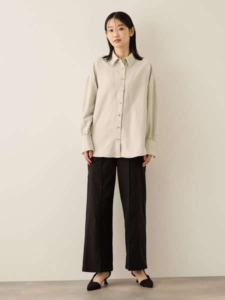 サテンピーチバックギャザーブラウス≪手洗い可能≫