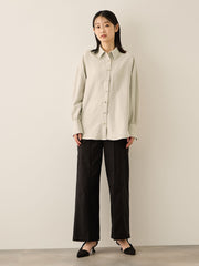 サテンピーチバックギャザーブラウス≪手洗い可能≫