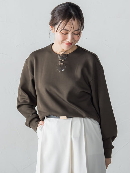 【WEB限定】《暖色美》裏起毛クルーネックトップス≪手洗い≫