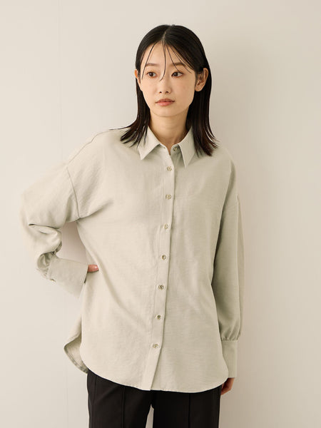 サテンピーチバックギャザーブラウス≪手洗い可能≫