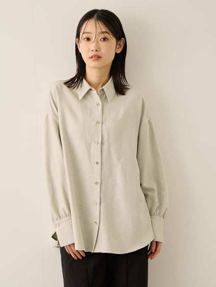 サテンピーチバックギャザーブラウス≪手洗い可能≫