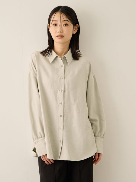 サテンピーチバックギャザーブラウス≪手洗い可能≫