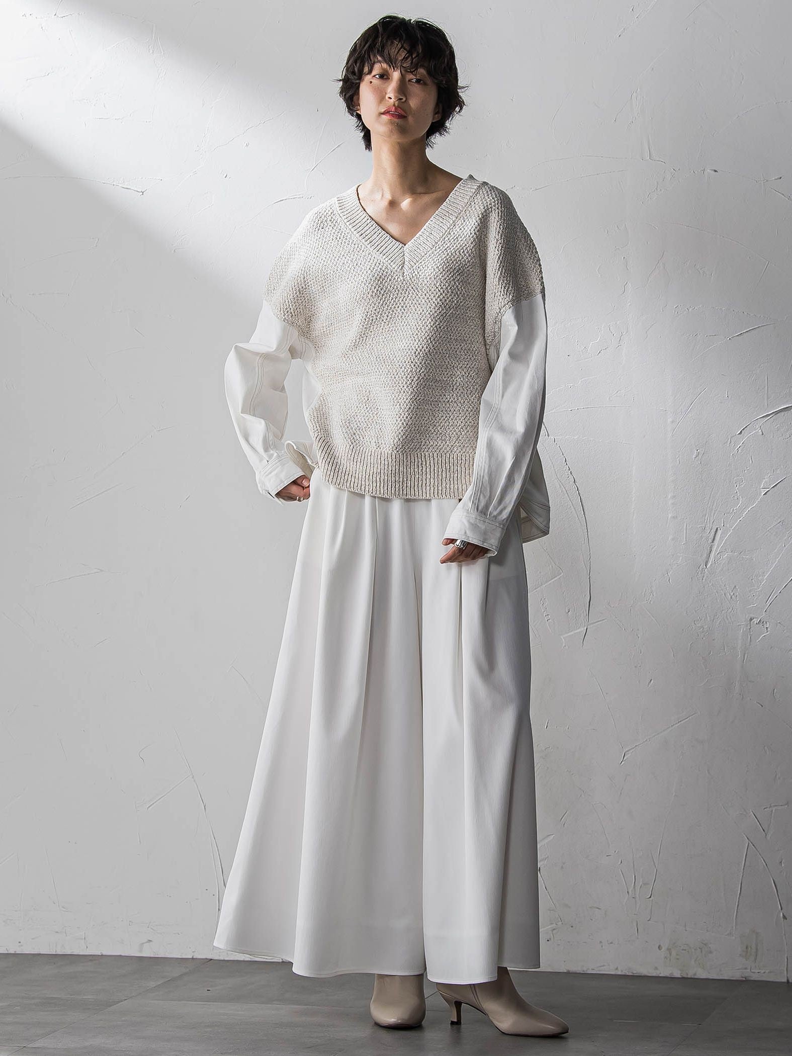 シャンブレーイージーキュロットパンツ≪手洗い可能≫