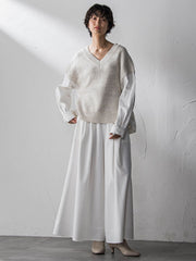 シャンブレーイージーキュロットパンツ≪手洗い可能≫