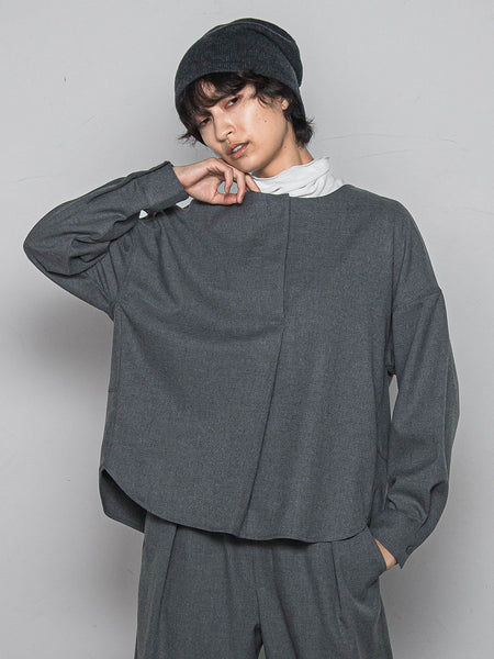 【一瞬で楽とキレイを叶える】裏起毛2WAYネックブラウス≪手洗い可能≫