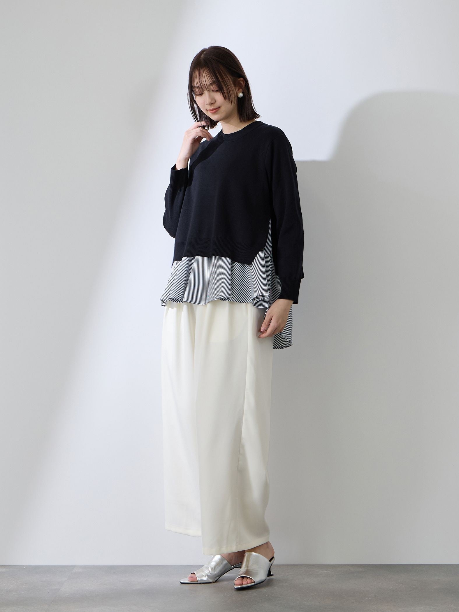 サイドスリットニット×ペプラムヘムインナーSET