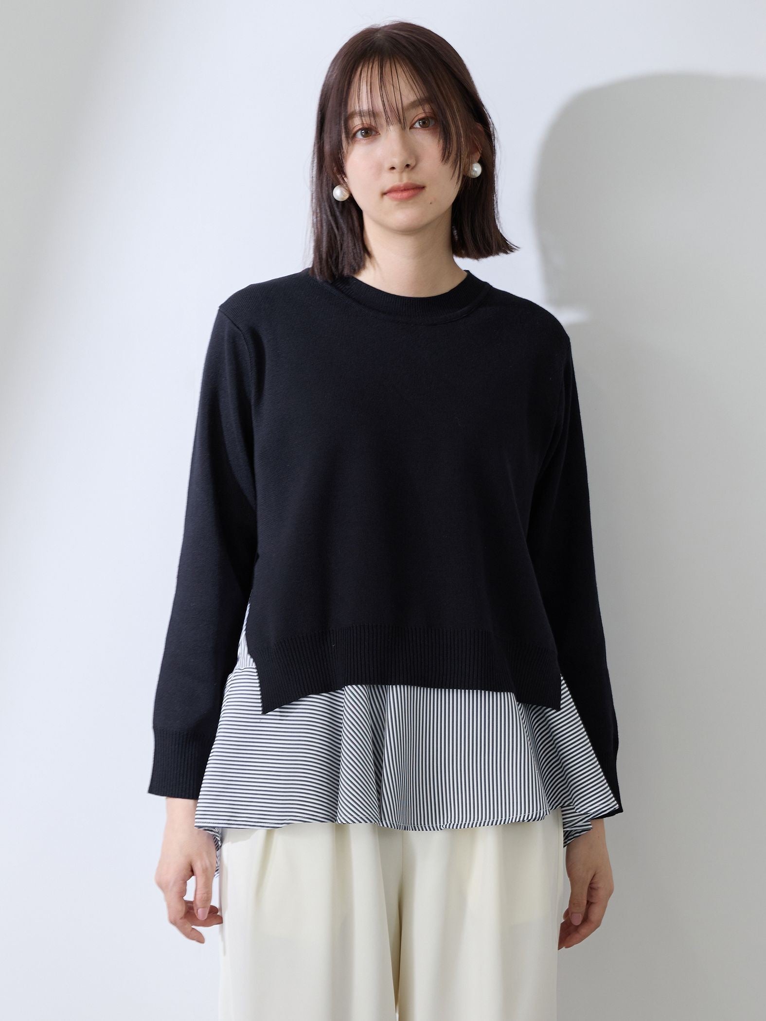 サイドスリットニット×ペプラムヘムインナーSET