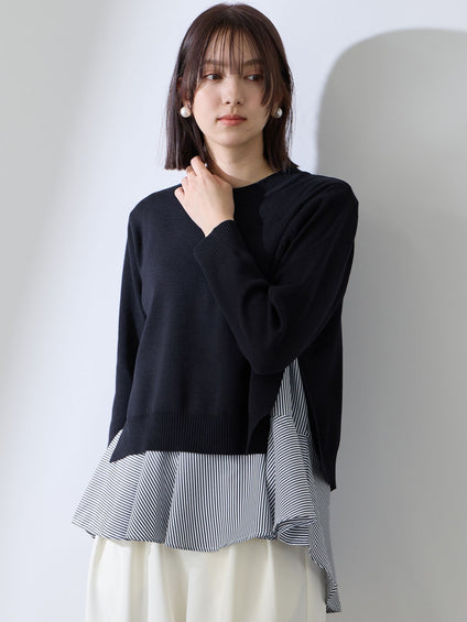 サイドスリットニット×ペプラムヘムインナーSET