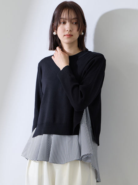 サイドスリットニット×ペプラムヘムインナーSET