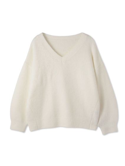 ウール混Vネックニットプルオーバー≪手洗い可能≫