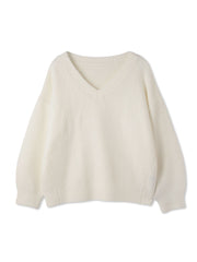 ウール混Vネックニットプルオーバー≪手洗い可能≫