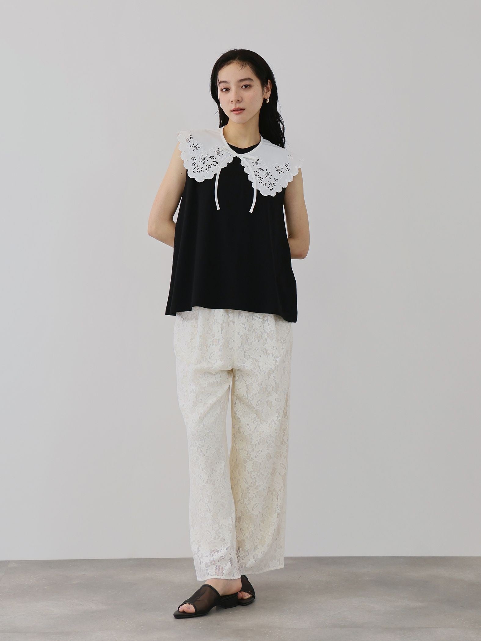 セパレートスカラップレースカラープルオーバー