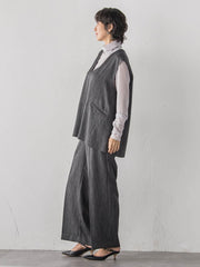 【大きいサイズ/受注会限定+5cm丈長め】クラッシックツイードワイドパンツ