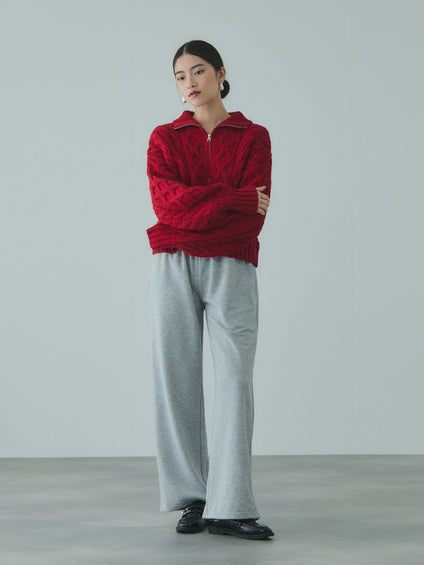 バルキーケーブルハーフジップニット≪手洗い可能≫