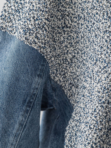 デニムドッキングVネックニットプルオーバー≪洗濯機で洗える≫