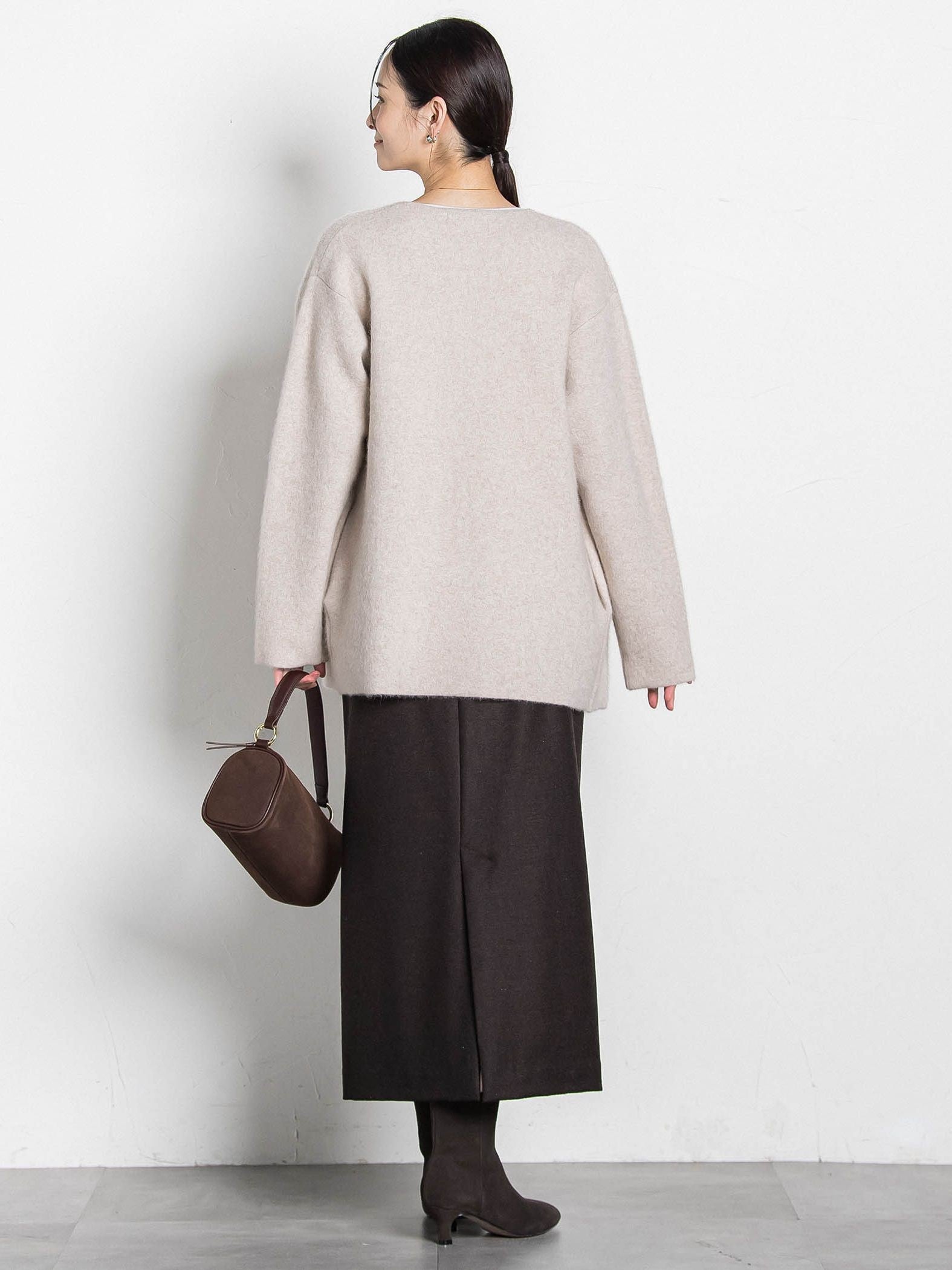 フォックス混ニットジャケット