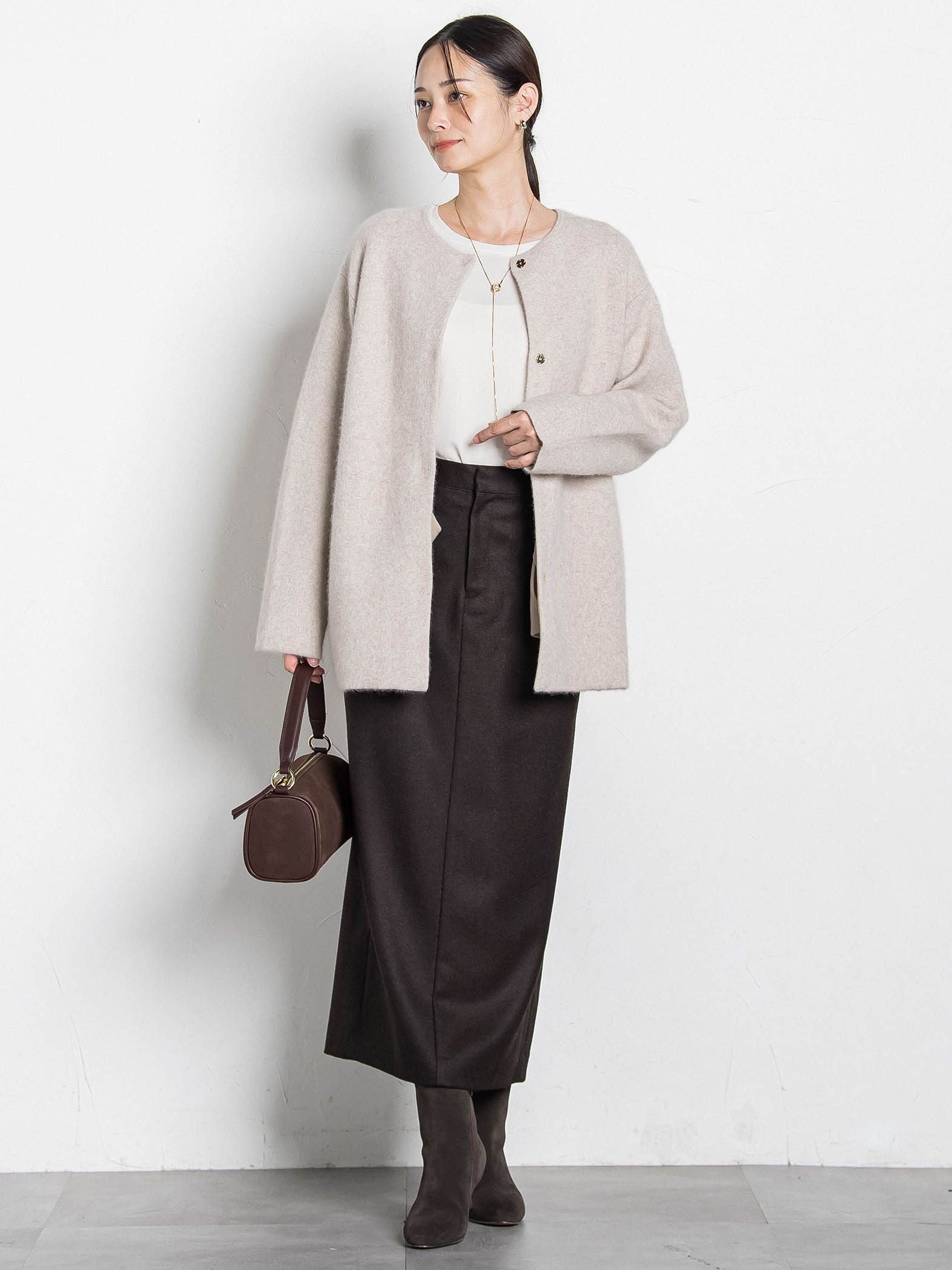 フォックス混ニットジャケット