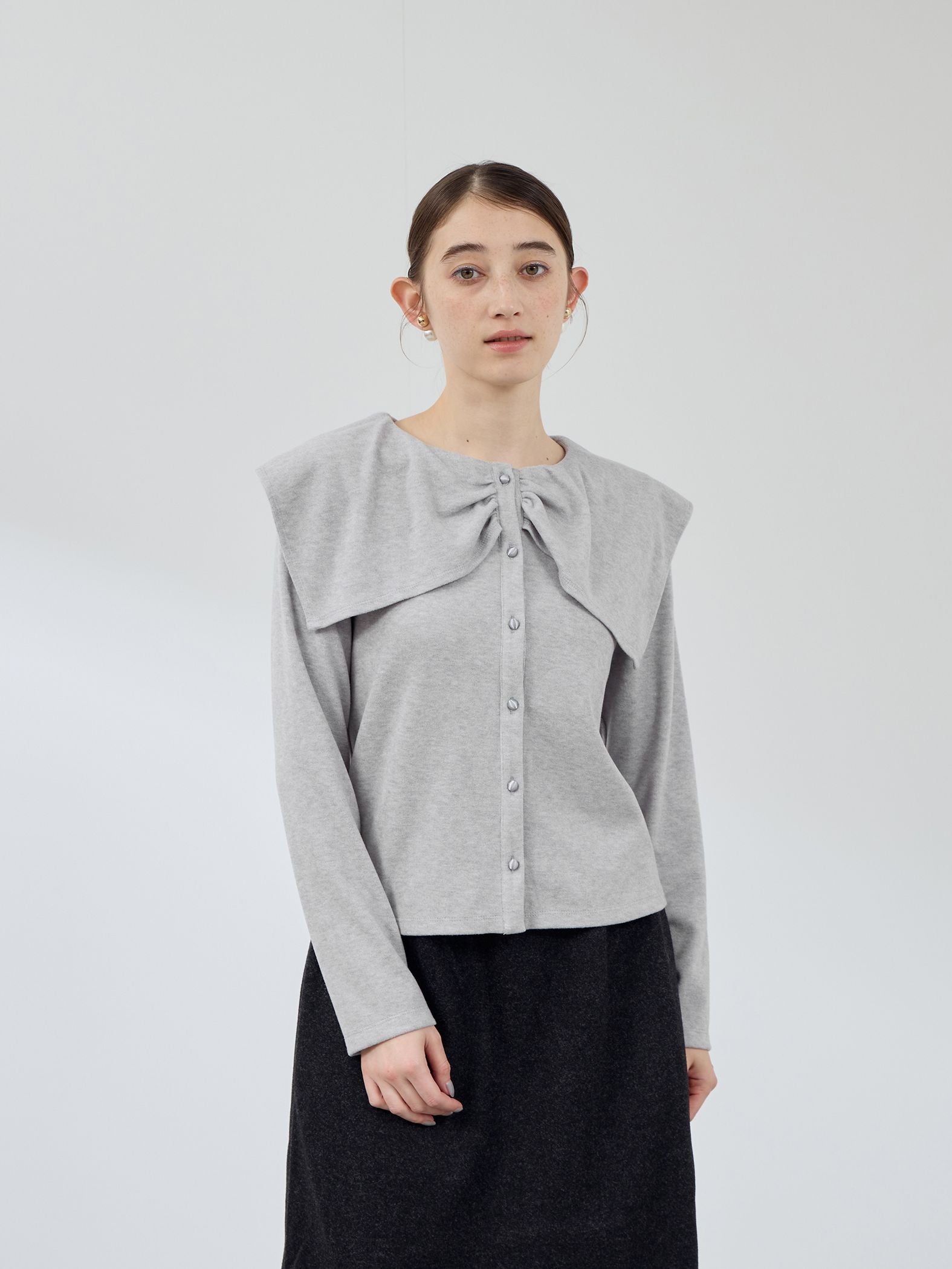 Wフェイス天竺ビッグカラートップス≪手洗い可能≫