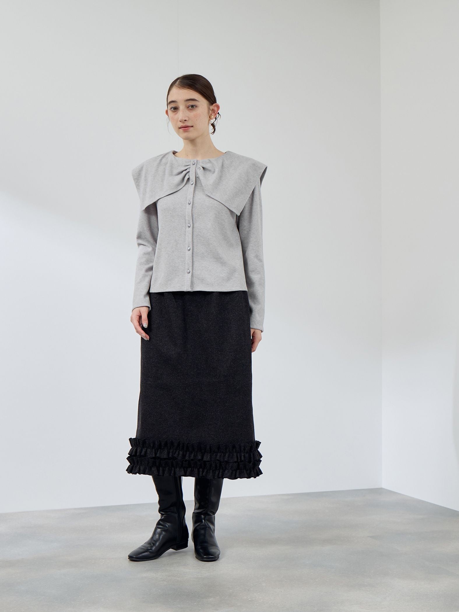 Wフェイス天竺ビッグカラートップス≪手洗い可能≫