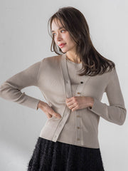 LUCINDAリブニットVカーディガン