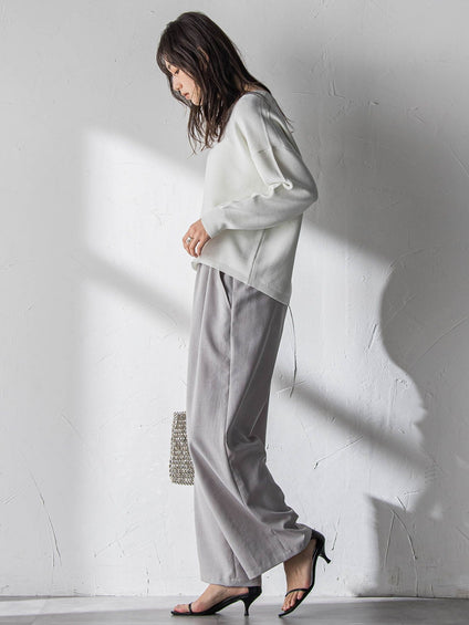 Vネックラメガーターニットプルオーバー≪手洗い可能≫