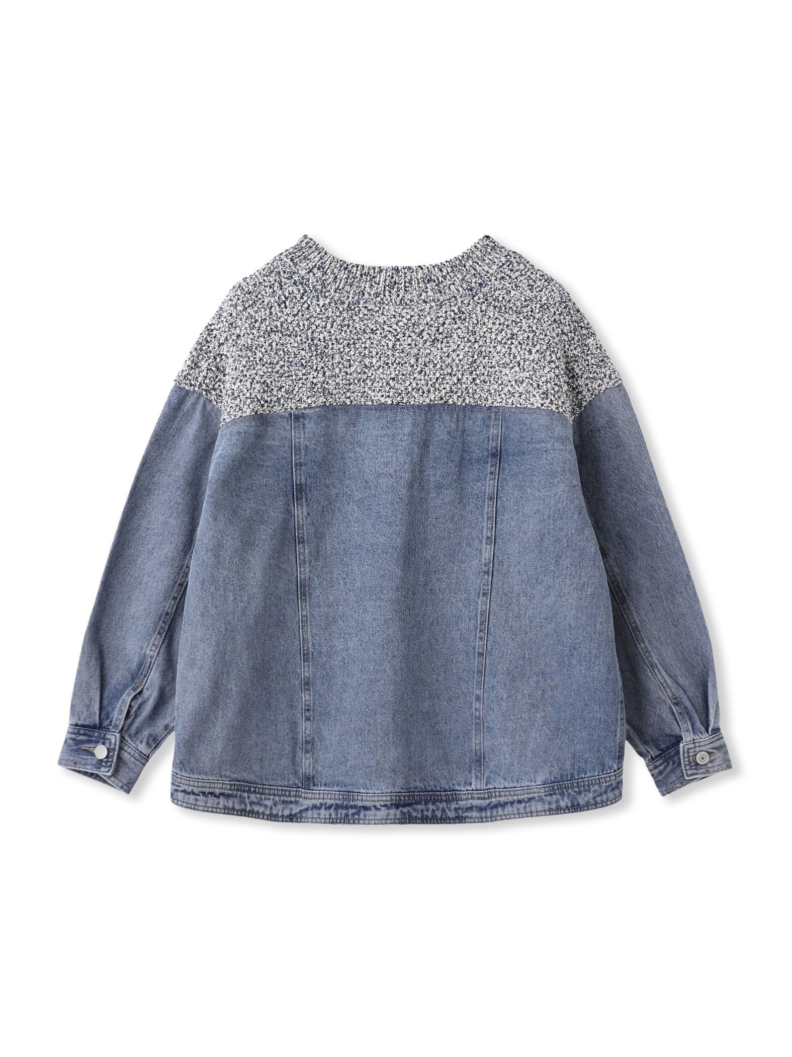 デニムドッキングVネックニットプルオーバー≪洗濯機で洗える≫