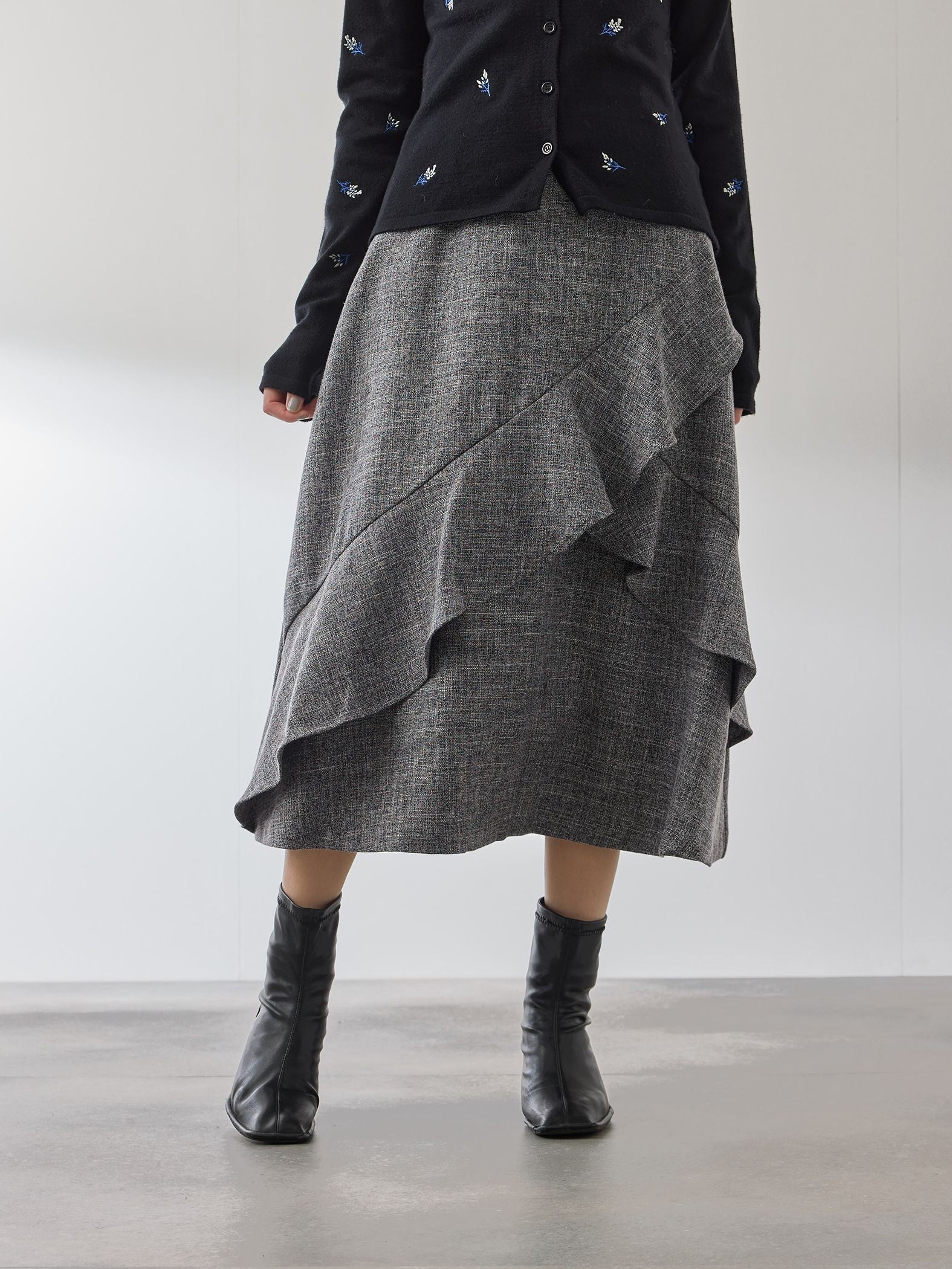 ツィードライクアシメフリルスカート≪手洗い可能≫